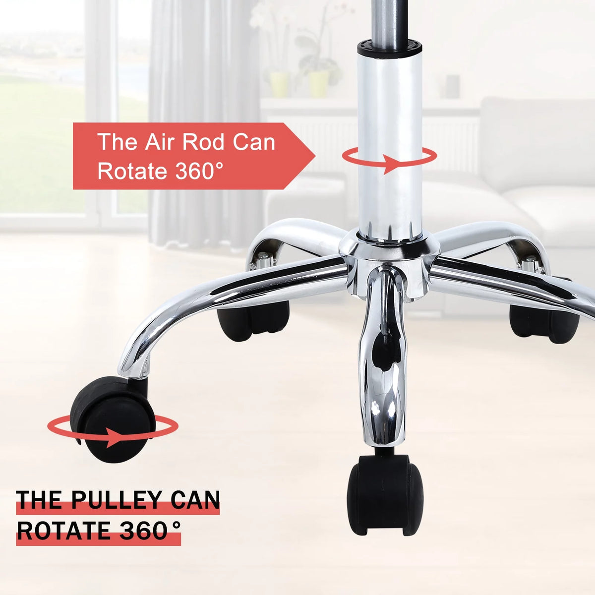 Black Adjustable Swivel Salon Stool Chair E6315