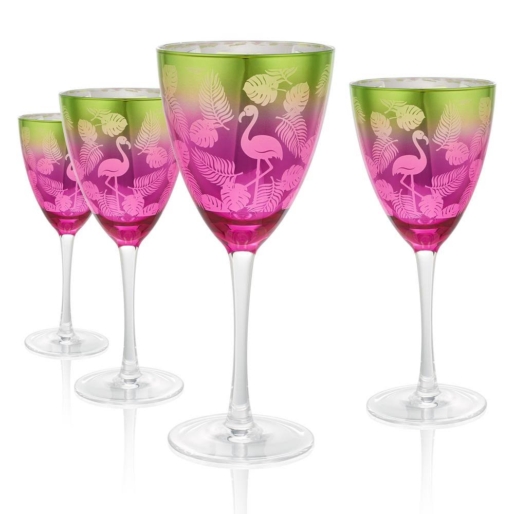 4-pc. Tropical Flamingo Goblet Glass Set O74733
