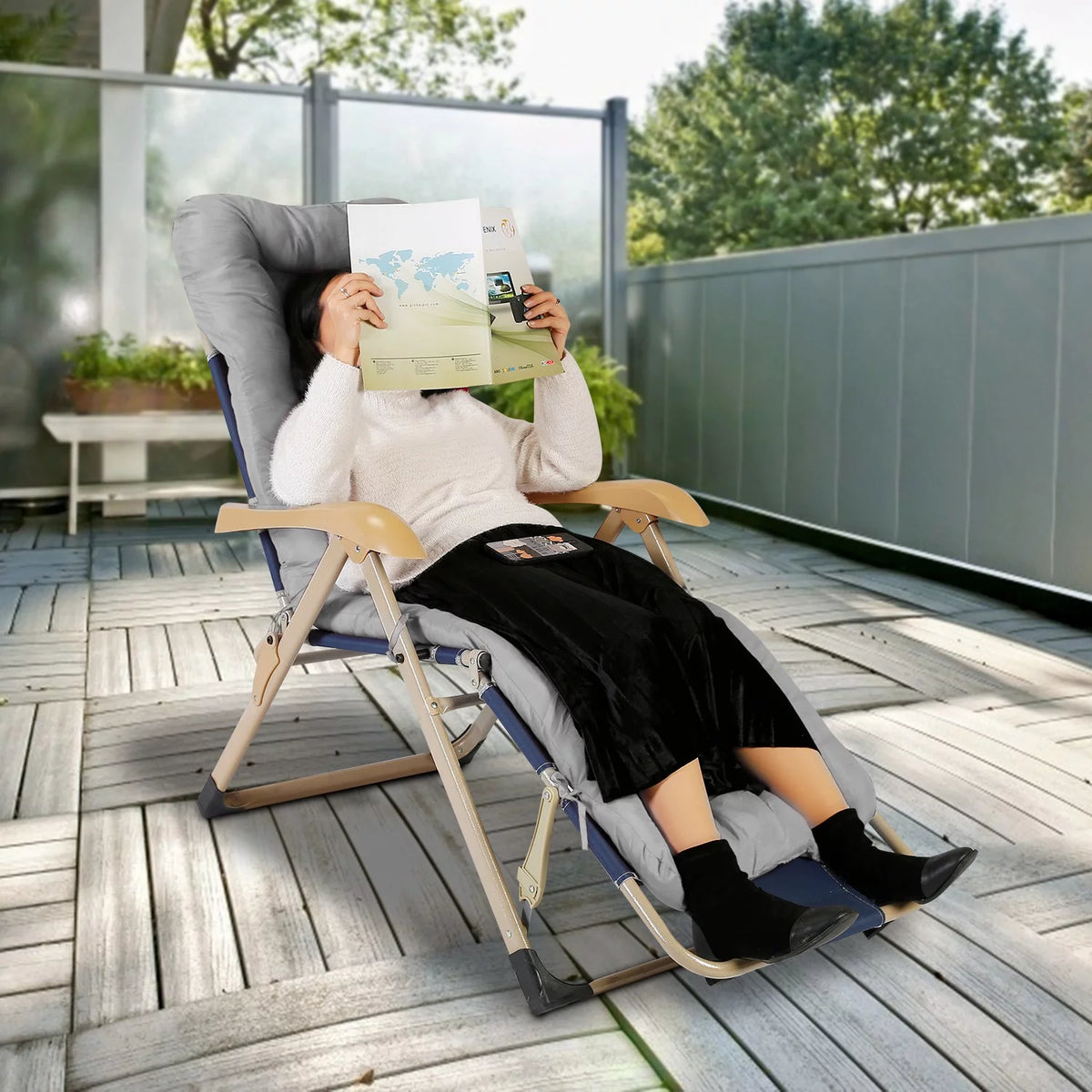 Grey Rocking Chair Cushion 67x22in O96993