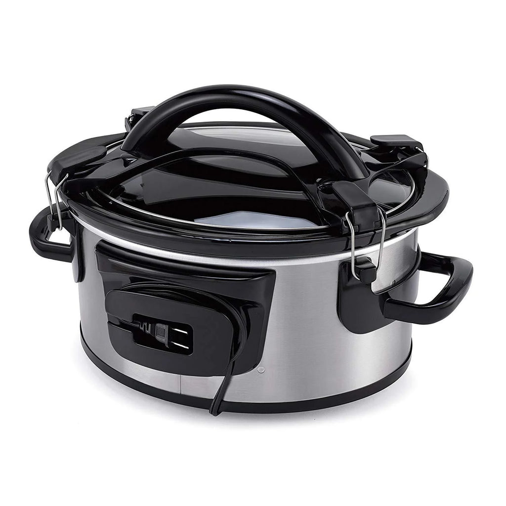 6 Quart Silver Portable Slow Cooker with Digital Control M873