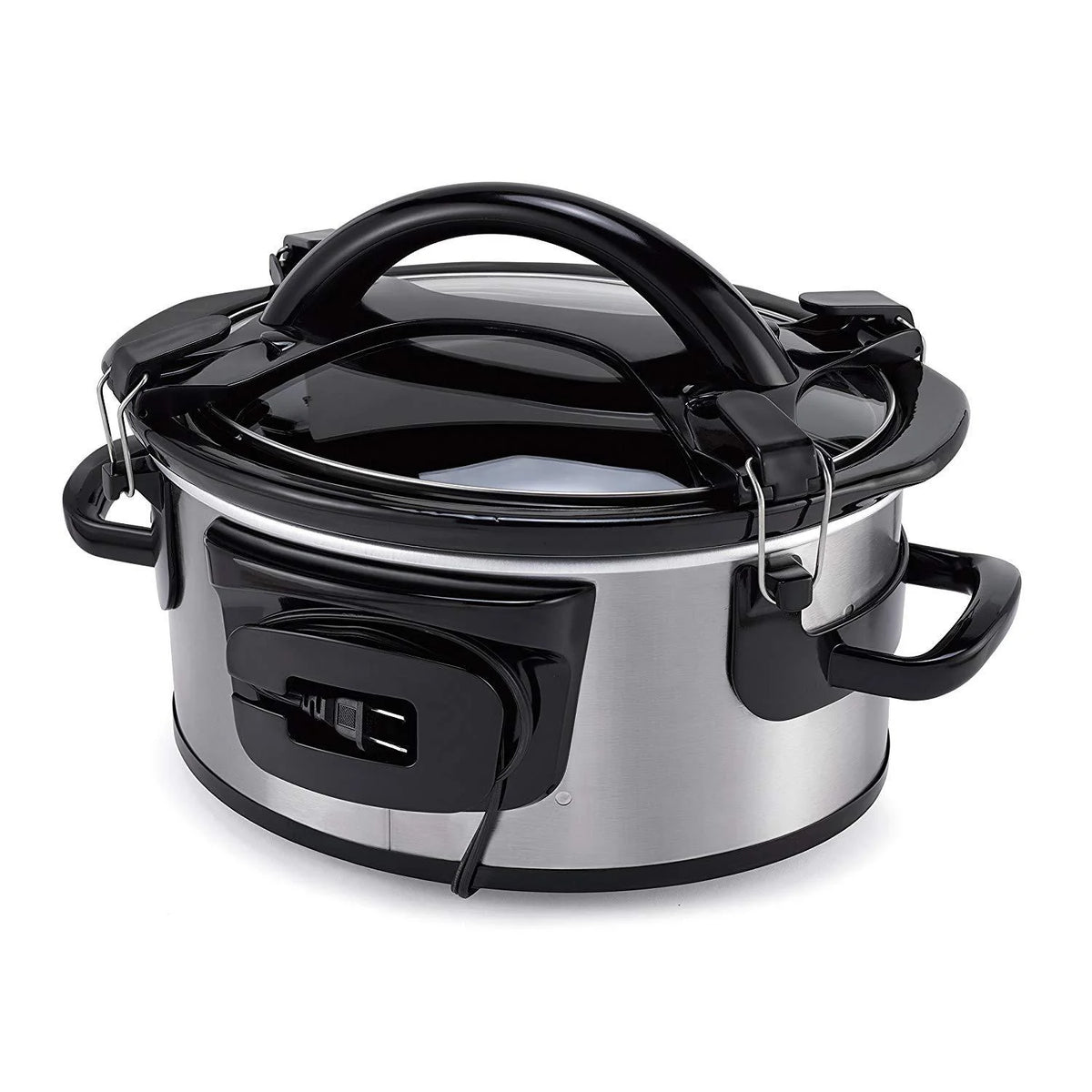 6 Quart Silver Portable Slow Cooker with Digital Control M873