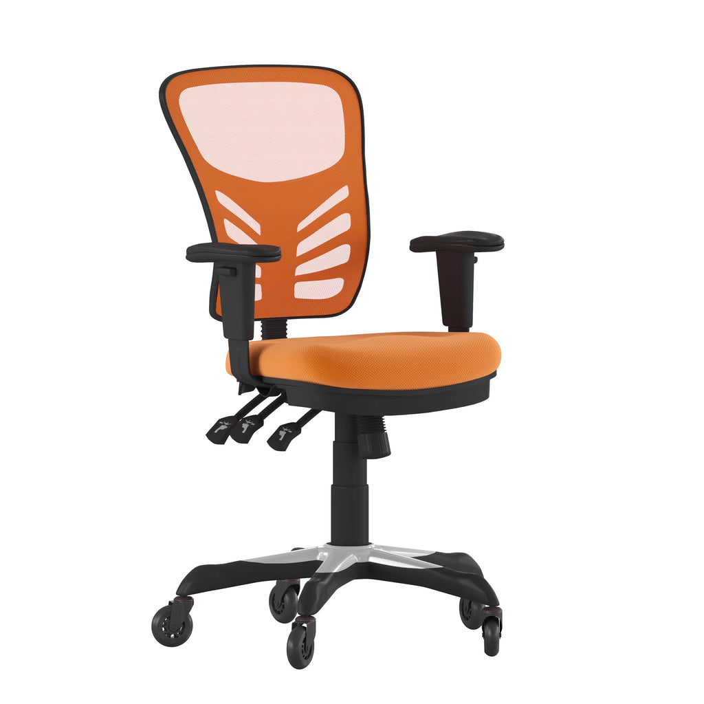 Orange Mesh Ergonomic Office Chair with Adjustable Arms K11374
