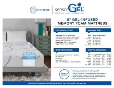 Twin XL Gel-Infused Memory Foam Mattress-in-a-Box L51472