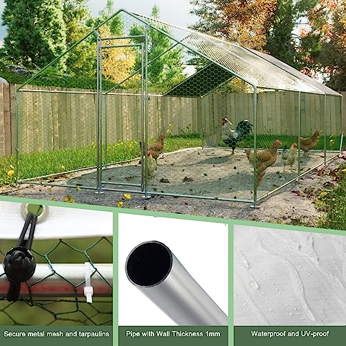 Extra Large Metal Walk-in Chicken Coop with Waterproof Cover L399