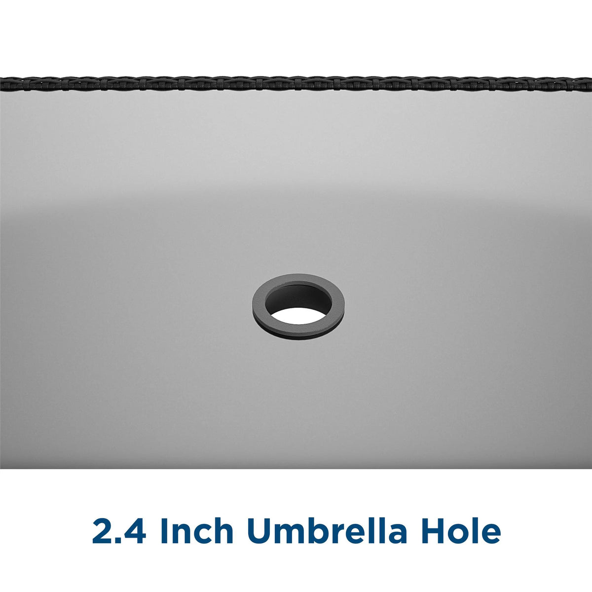 Black Wicker Dining Table with Glass Top and Umbrella Hole V788662