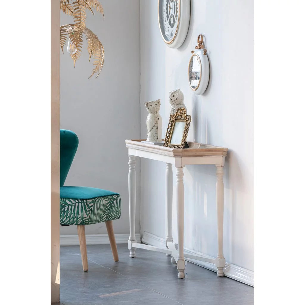 42" Brown and White Distressed Rectangular End Table P899