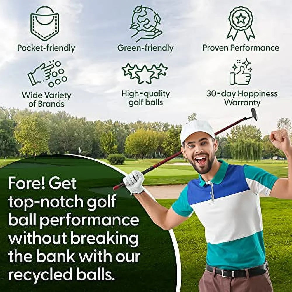 100 Pack Recycled Golf Balls with 15 Tees and Mesh Carrying Bag V60362