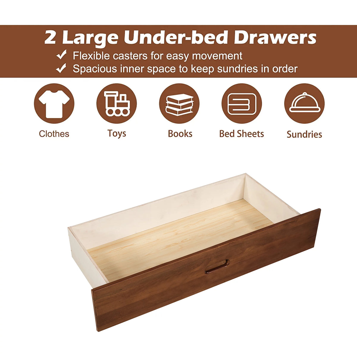 Solid Wood Twin Over Twin Bunk Beds with Storage Drawers N32140