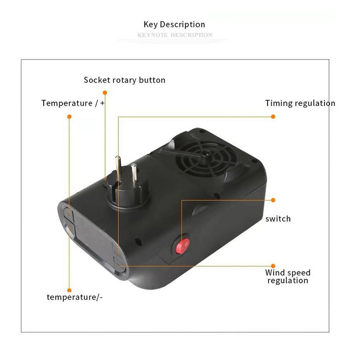 900W Mini Black Ceramic Electric Heater F370