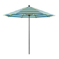 9 ft. Stone Black Aluminum Market Patio Umbrella with Manual Lift and Fiberglass Ribs W6141