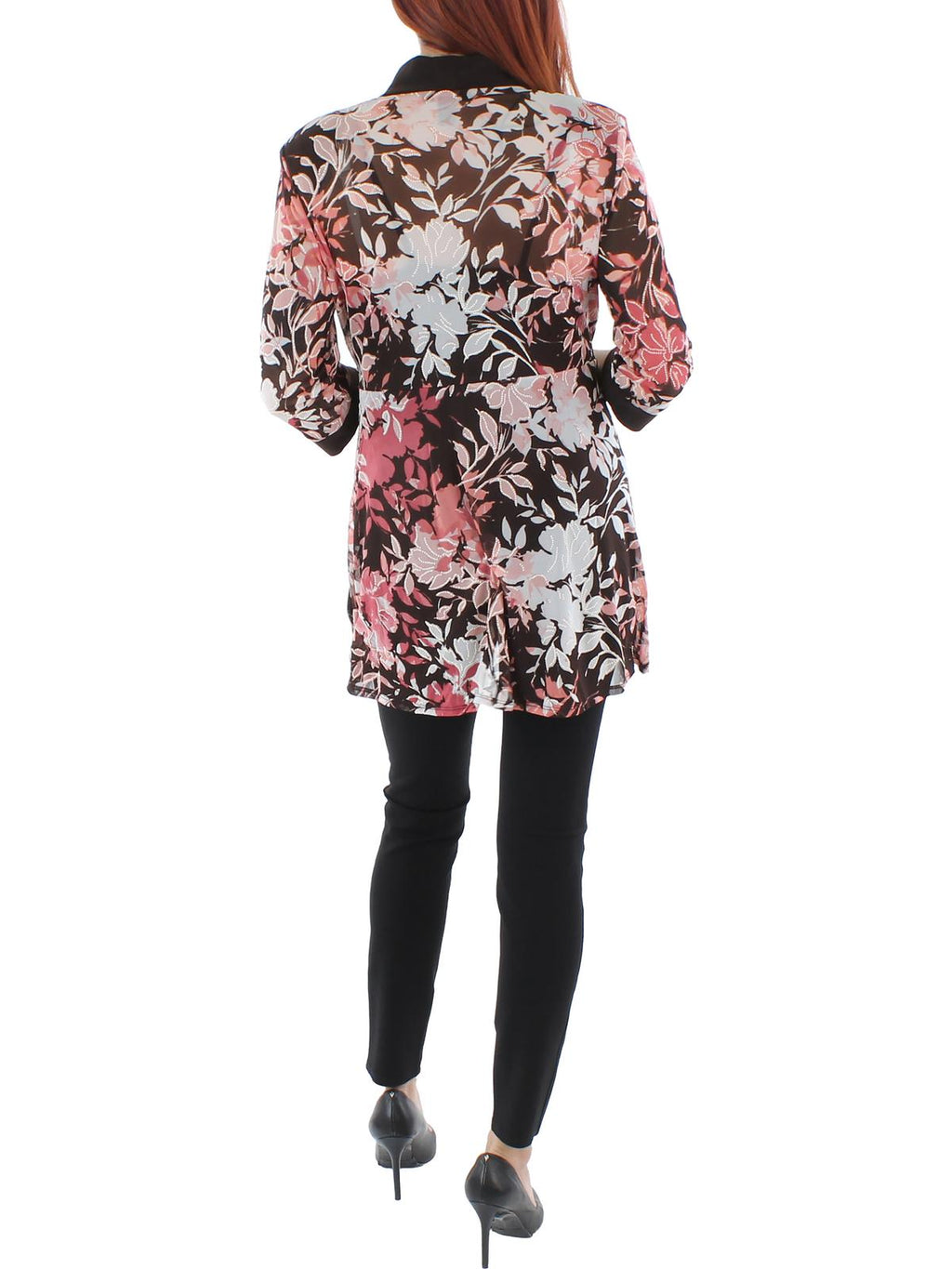 Floral Print Midi Open-Front Blazer U62095