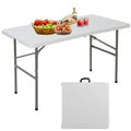 White 4FT Heavy Duty Plastic Folding Table with Carrying Handle O907870