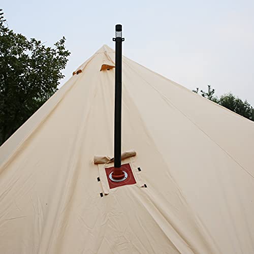 Beige Large Waterproof Cotton Canvas Bell Tent with Roof Stove Jack Hole Z756