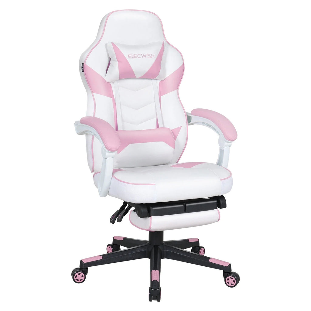 Pink Ergonomic Reclining Gaming Chair with Footrest R57105