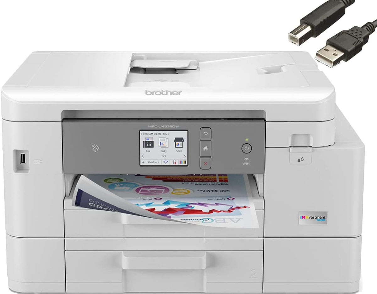 Color Inkjet Printer with NFC, Auto 2-Sided Printing, Print Scan Copy Fax, Wireless, White W18717