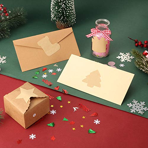 300 Pcs Brown Kraft Paper Christmas Gift Tags Stickers 2.5 x 2.5 Inches C915403