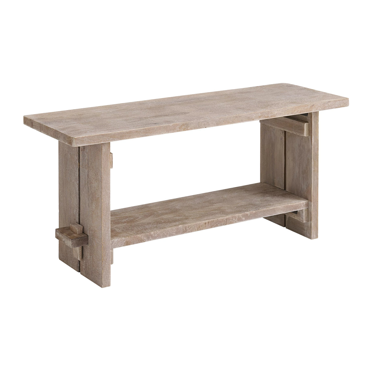 Mango Wood Bench and Coat Hook with Shelf T596579