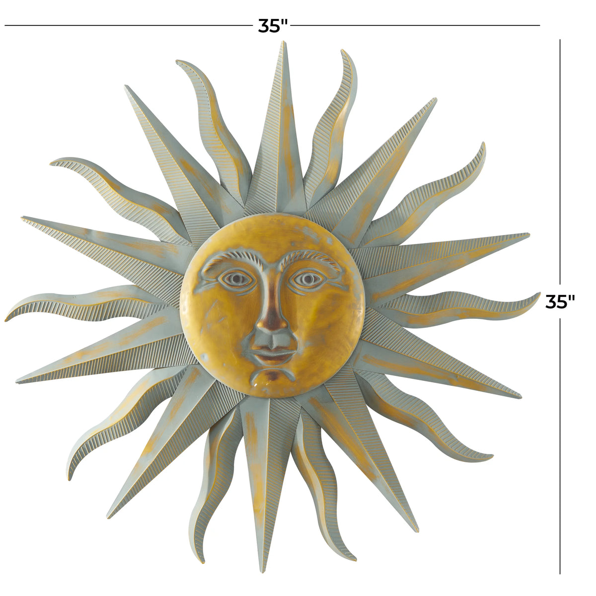 Gold Metal Indoor Outdoor Sun Wall Decor X750