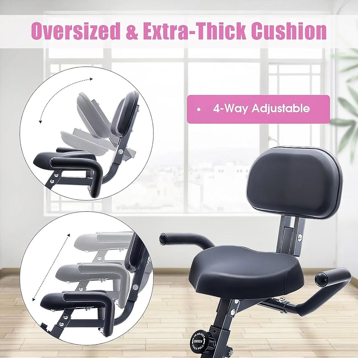 Foldable Magnetic Exercise Bike 300 lbs with Backrest K7383