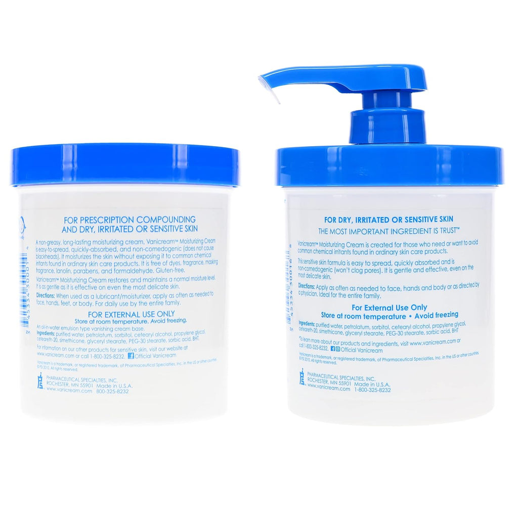 Moisturizing Skin Cream with Pump Dispenser Plus Bonus Jar Combo Pack, 1 Pound Each Z2999