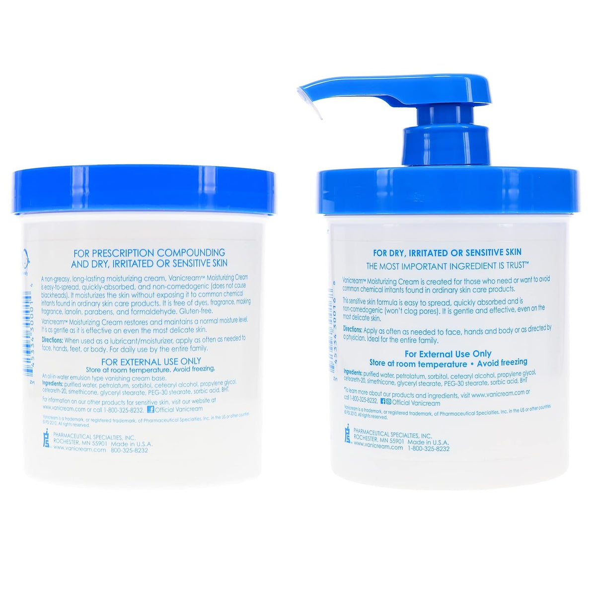 Moisturizing Skin Cream with Pump Dispenser Plus Bonus Jar Combo Pack, 1 Pound Each Z2999