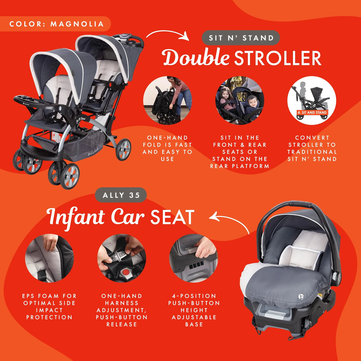 Double Stroller with Single Car Seat Y512490