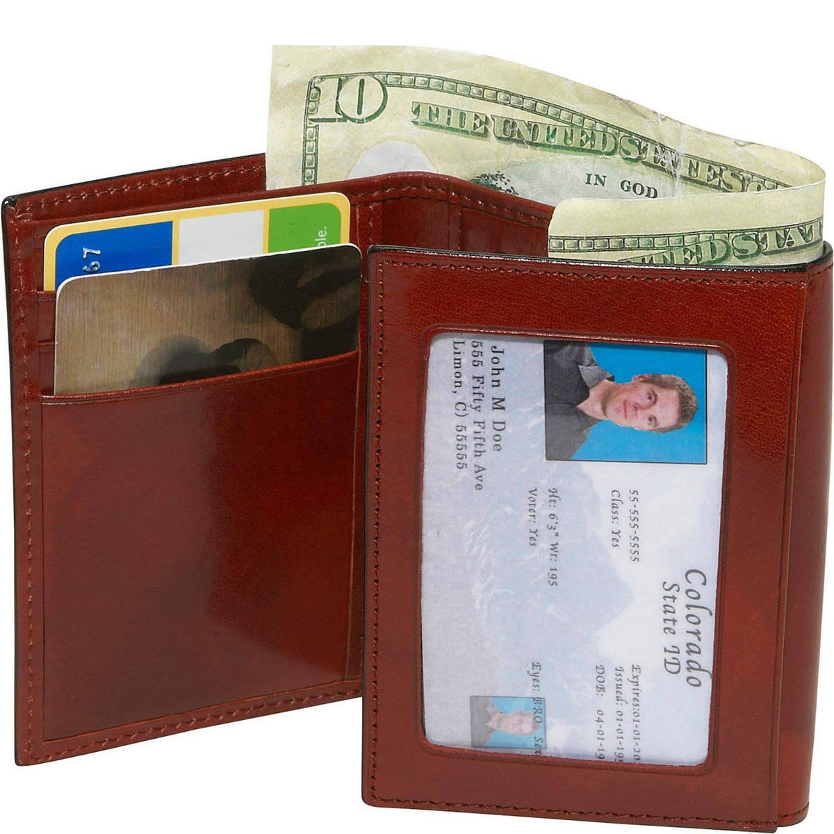 Dark Brown Leather Trifold ID Wallet Z24448