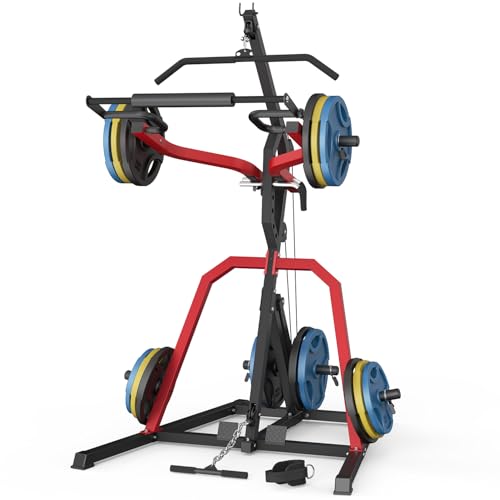 Leverage Gym Power Rack Squat Rack with LAT Low Row System Home Gym System Workout Station 2:1 Ratio H77946