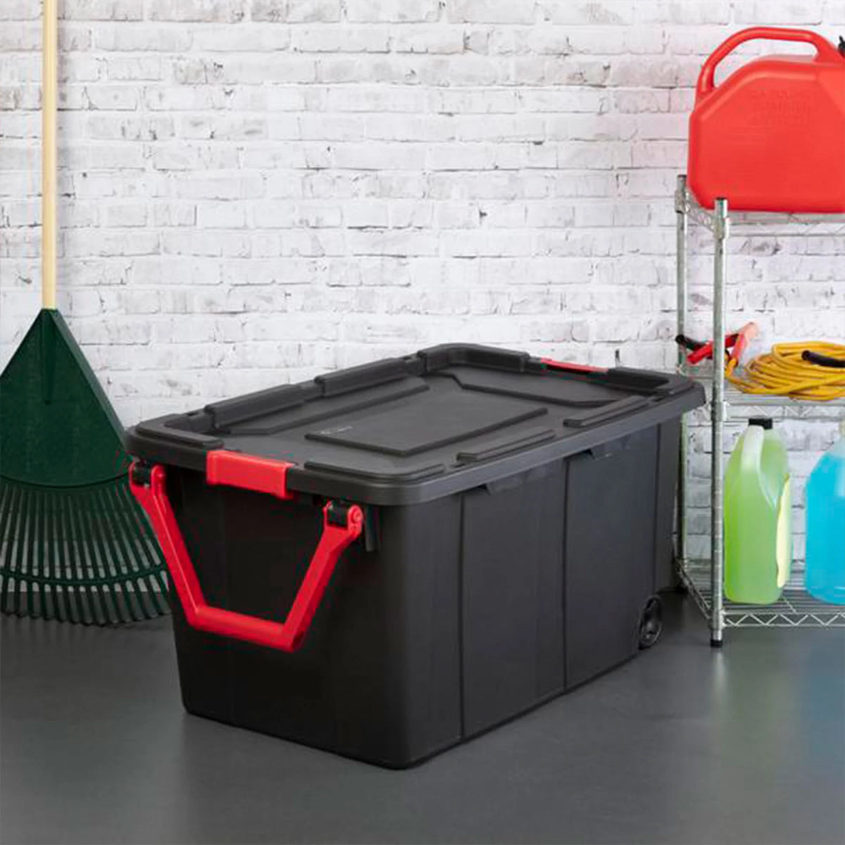 Black 8 Pack 40 Gallon Wheeled Storage Tote T75620