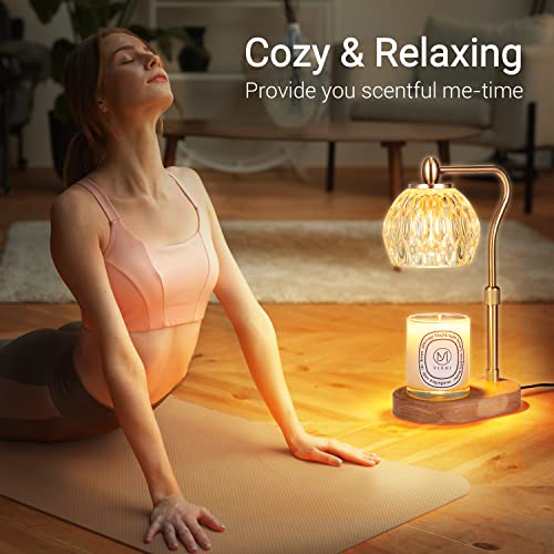 Gold Height Adjustable Candle Warmer Lamp with Timer & Dimmer E2518