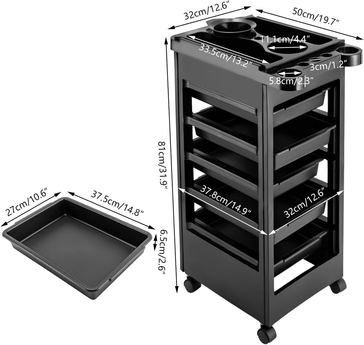 5 Drawers Salon Trolley Cart with Wheels Z75160