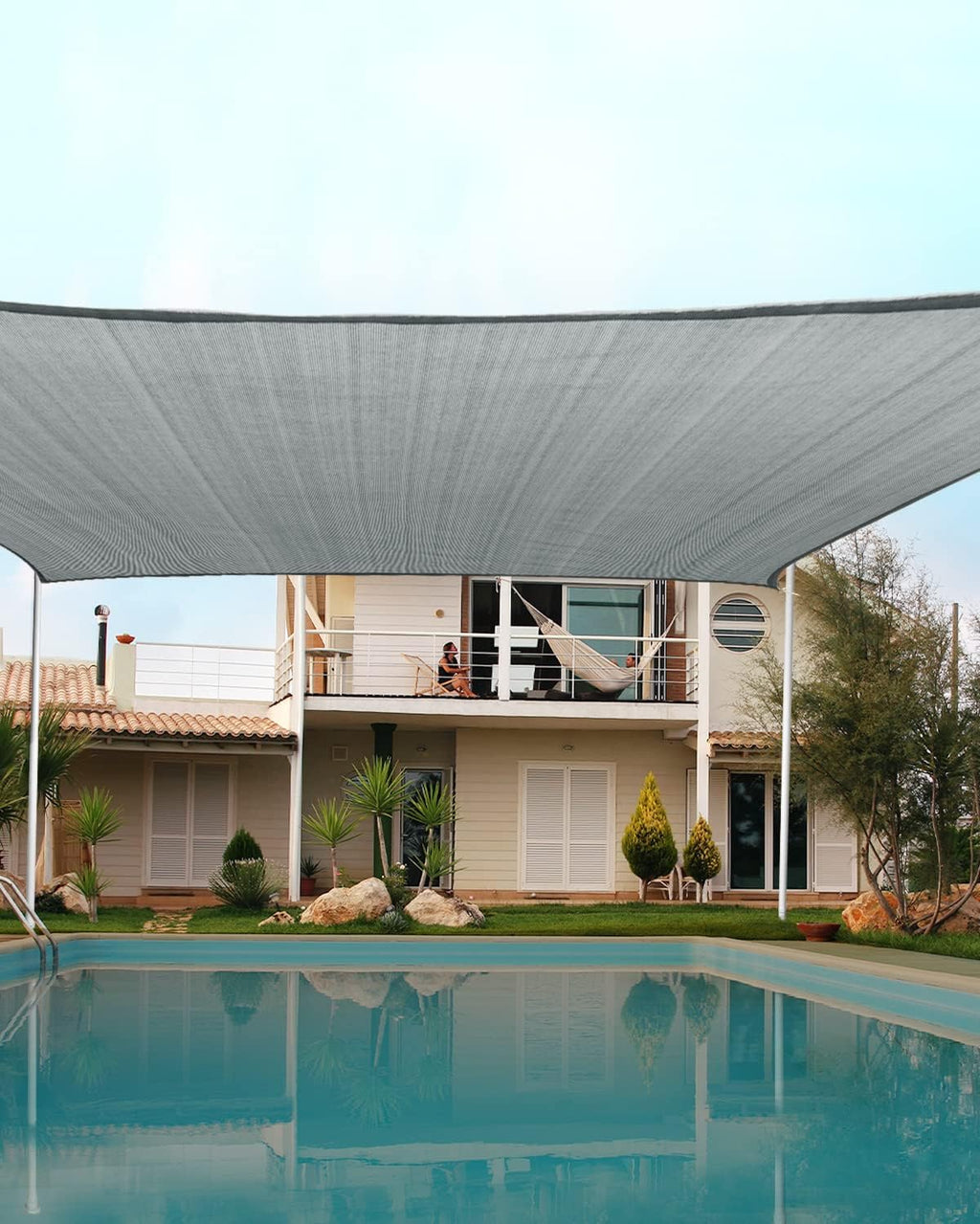 20X20FT 185G HDPE Square Sun Shade Sail Canopy (White) S504252