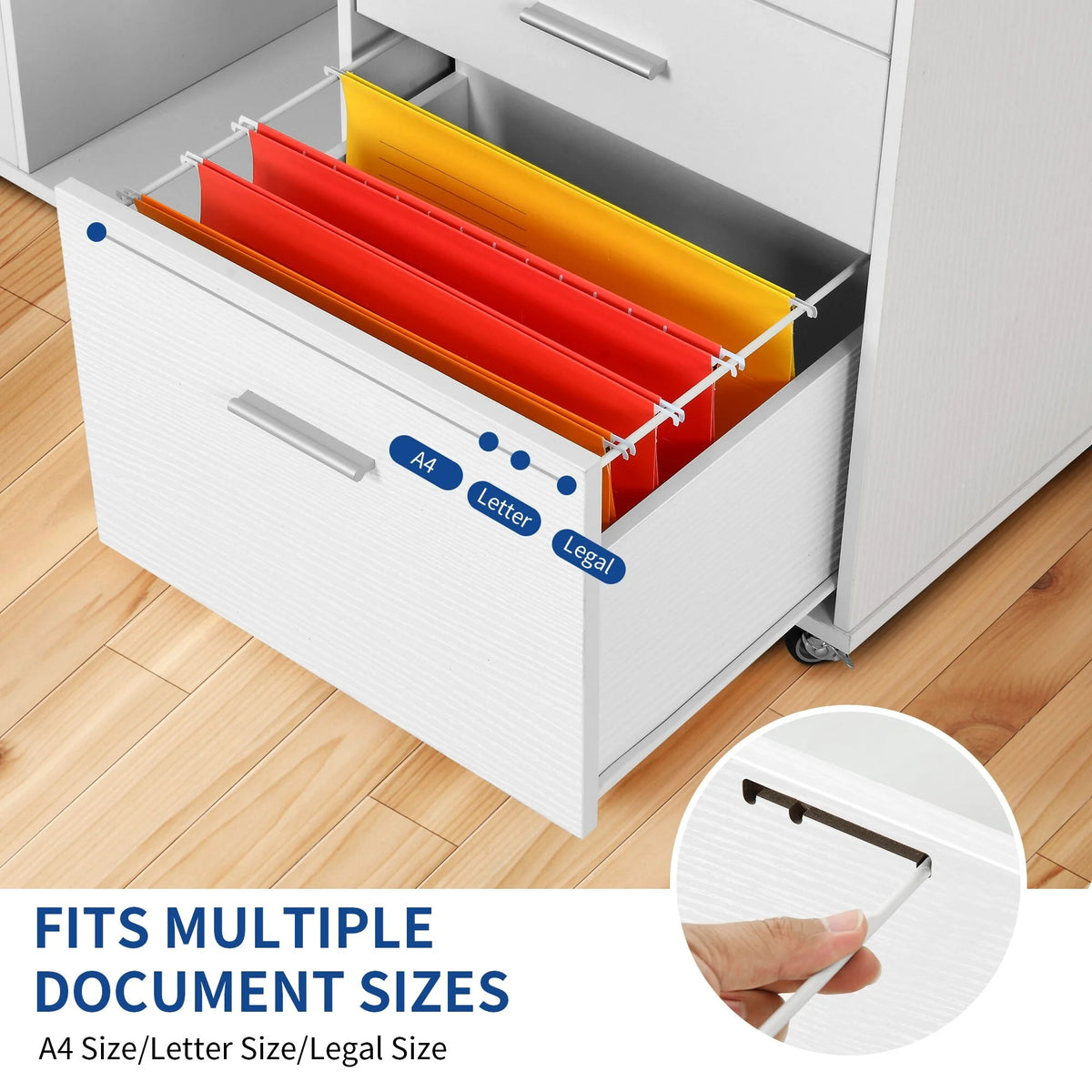 White Wood File Cabinet with Charging Station N6518