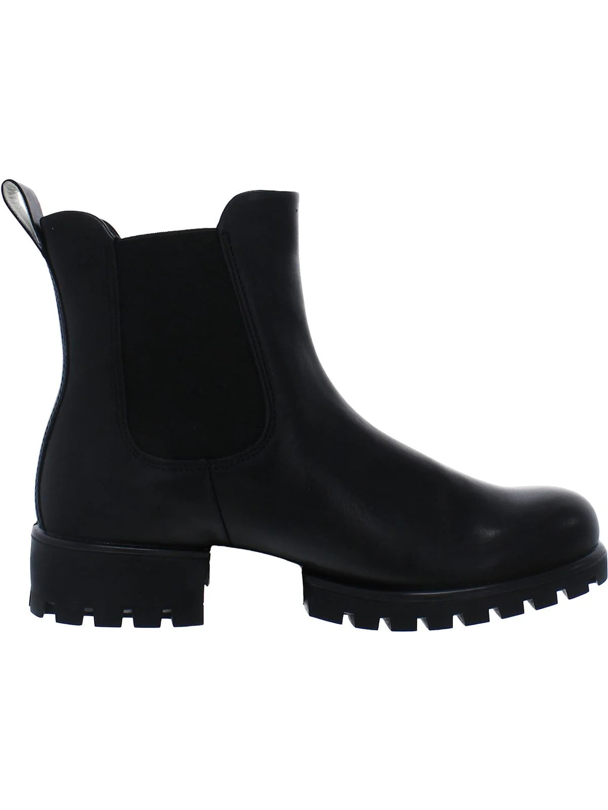 Black Cushioned Lug Sole Round Toe Leather Chelsea T675042