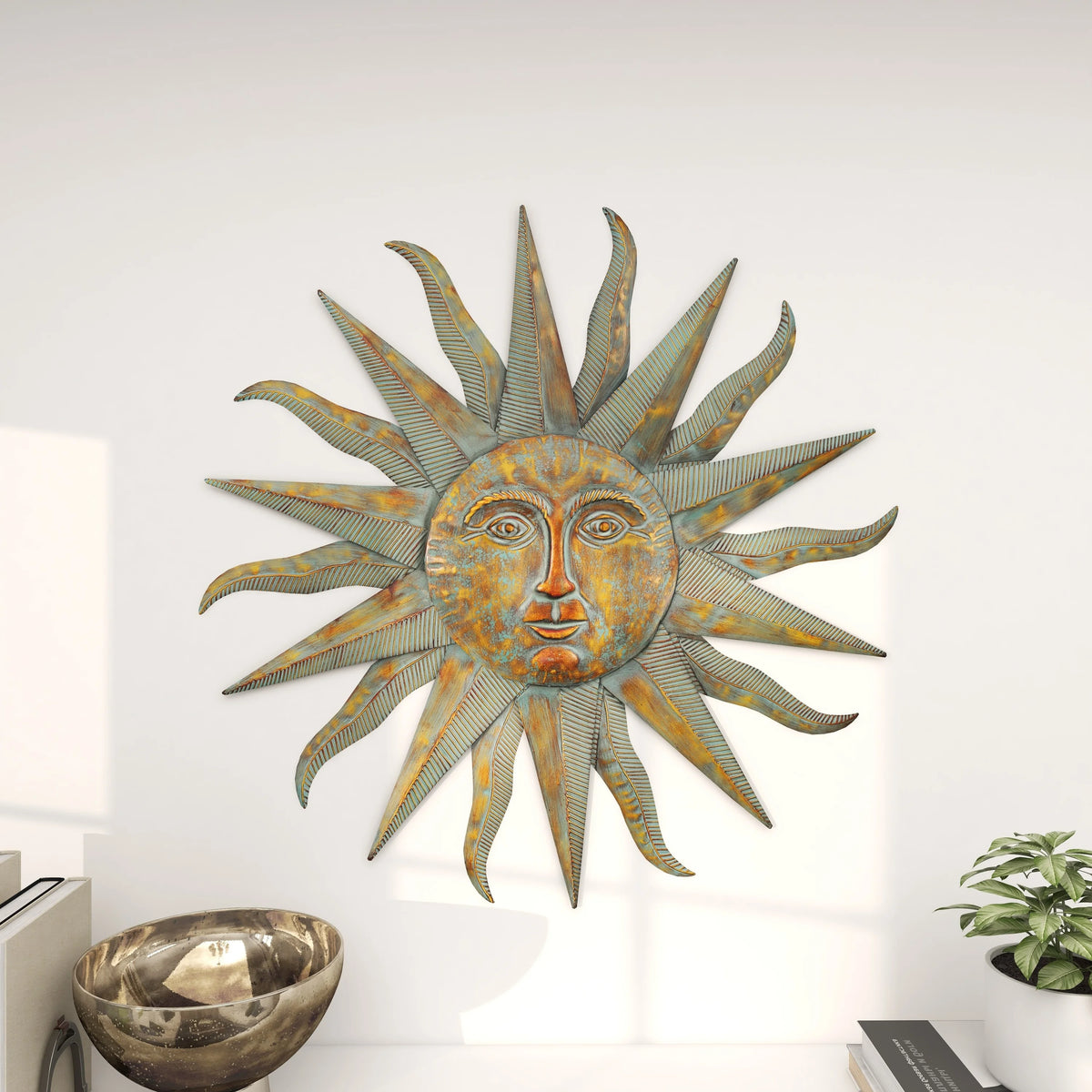 Gold Metal Indoor Outdoor Sun Wall Decor X750
