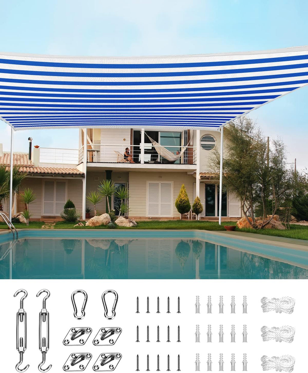 20X20FT 185G HDPE Square Sun Shade Sail Canopy (White) S504252