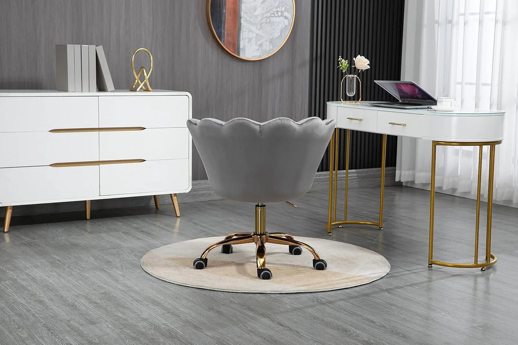 Velvet Upholstered Swivel Task Chair with Wheels T638