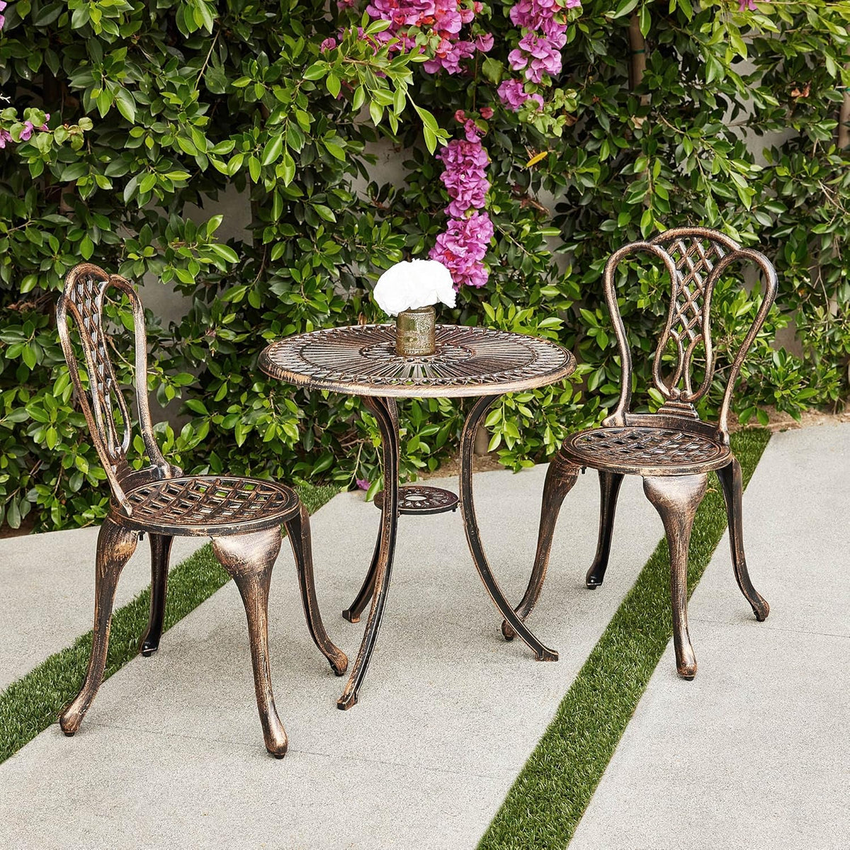 3PC Cast Aluminum Bistro Table and Chair Set C8259