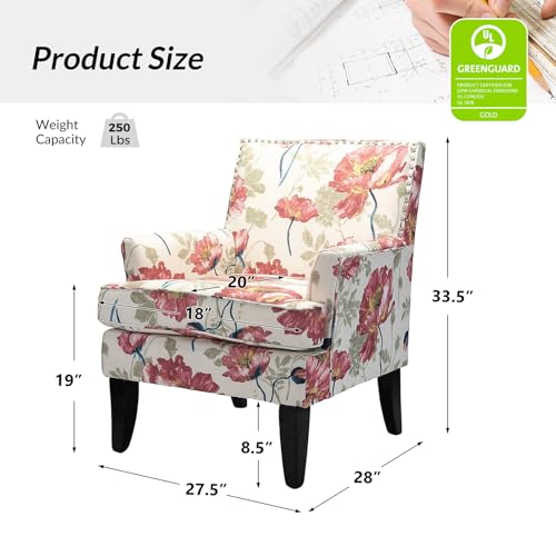 Modern Accent Chair with Arms and Wooden Legs W270572