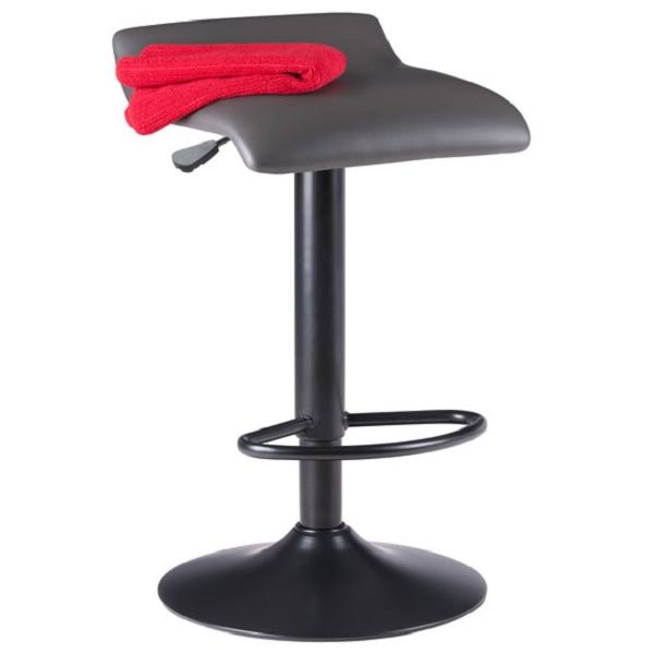 Gray and Black Leather Adjustable Stool with Footrest Y7442