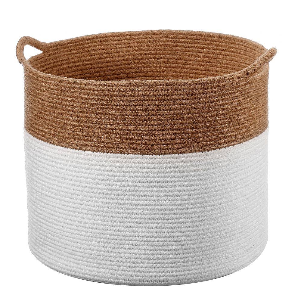 White Coiled Rope Laundry Basket R715