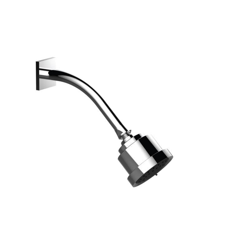 Matte Orobrass Cylindrical Shower Head with Arm and Square Flange D78655