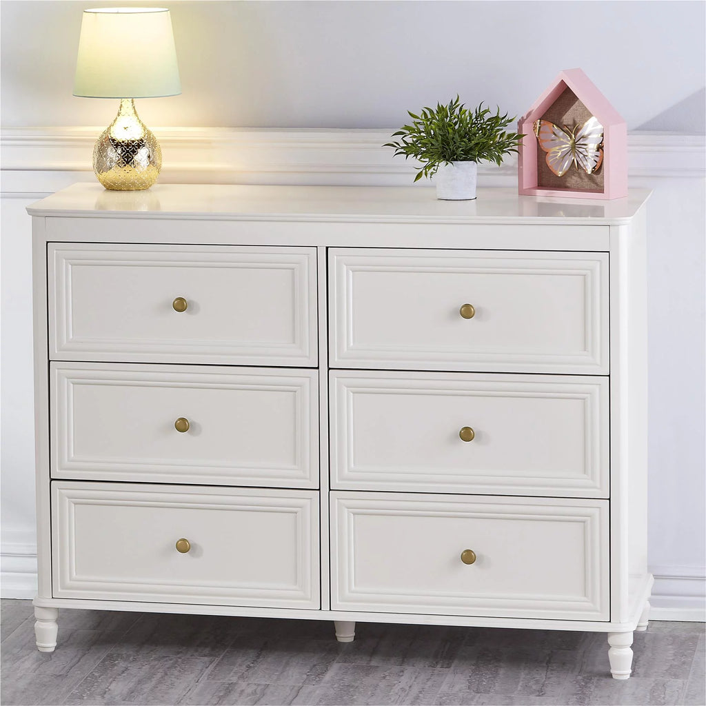 6 Drawer Ivory White Dresser A27444