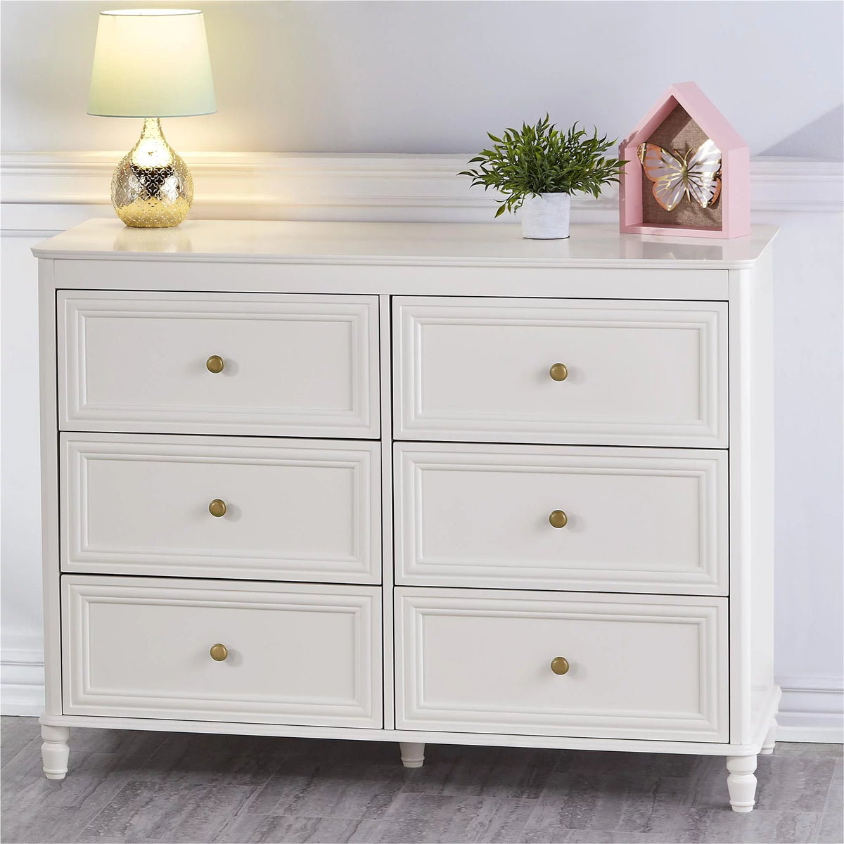 6 Drawer Ivory White Dresser A27444