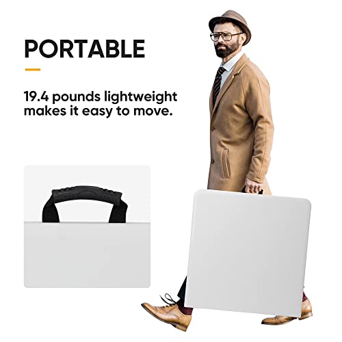 White 4FT Heavy Duty Plastic Folding Table with Carrying Handle O907870