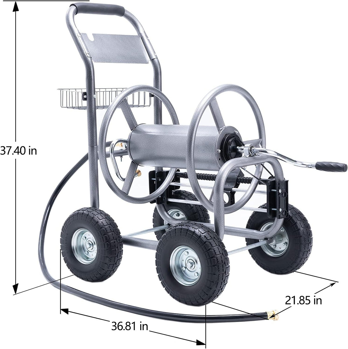 Heavy Duty Hose Reel Cart with 4 Wheels, 250-Feet Capacity F361