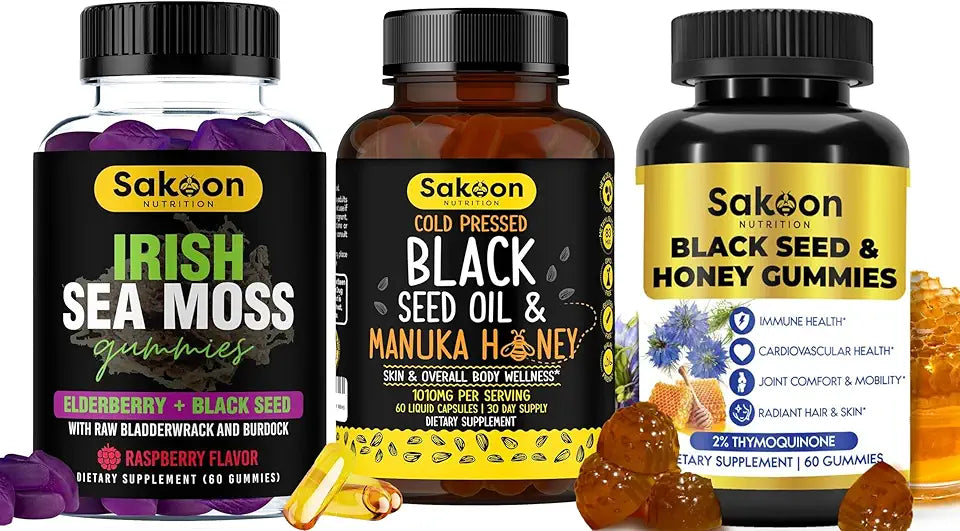 Black Seed Oil Gummies, Irish Sea Moss Gummies, and Black Seed Oil Capsules K9009