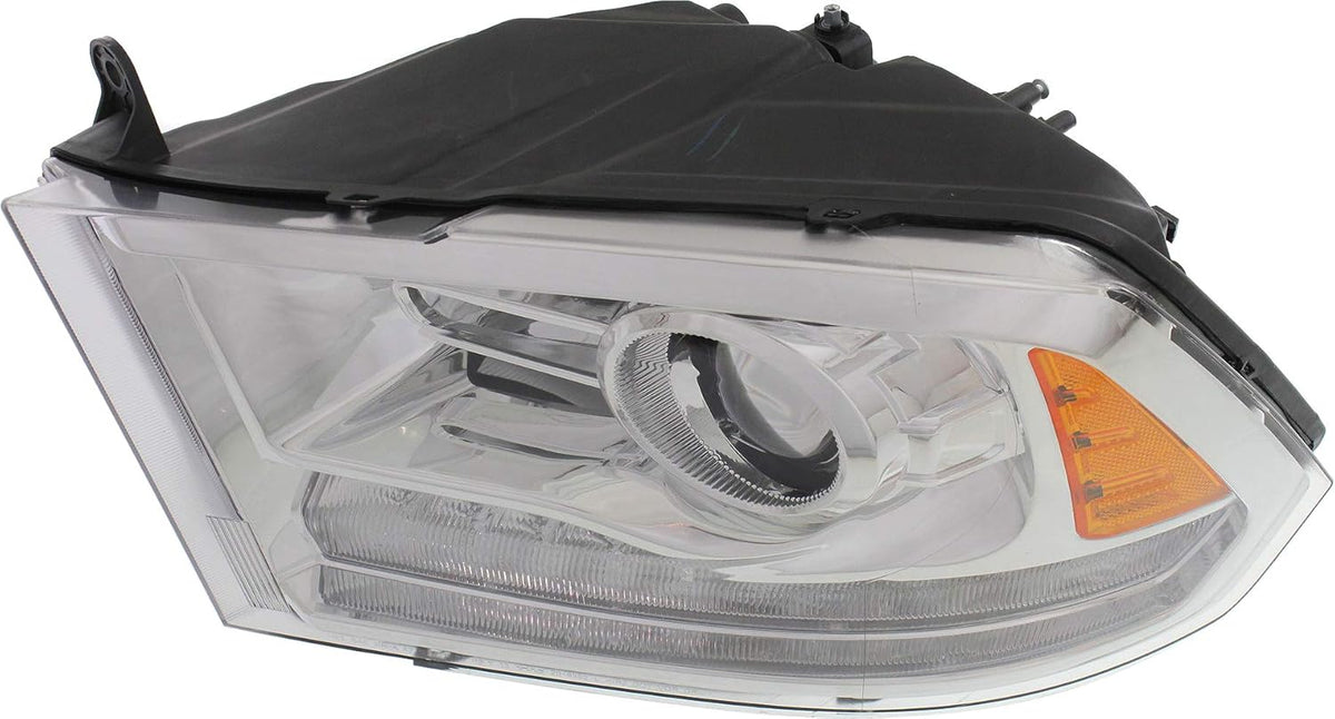 Headlight Assembly Compatible with 2013-2018 Ram 1500 2500 3500 Halogen Projector Type Chrome Driver Side C113