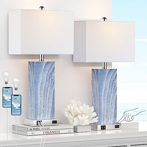 Touch Control Table Lamps Set of 2 with USB Ports and AC Outlet P642304