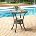 30 in. All-Weather Wicker Bistro Dining Table with Glass Top P177